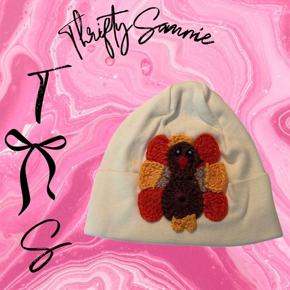 0 M turkey thanksgiving hat Kids Cream Turkey Beanie